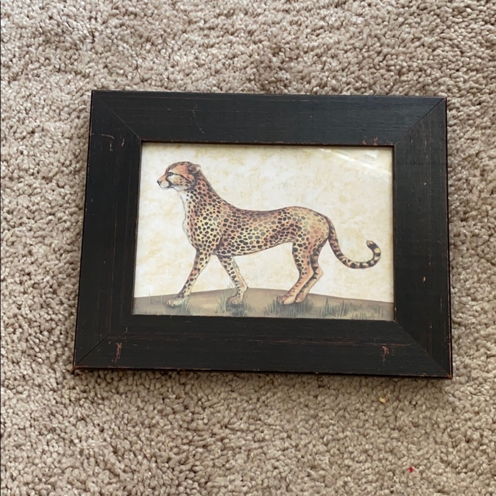 Cheetah painting and distressed wood frame